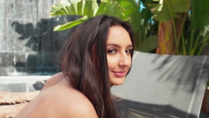 VogoV: Classy wet pussy babe in lingerie hard smoking outdoors