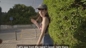 Public Agent - European babe Caomei shows natural boobs